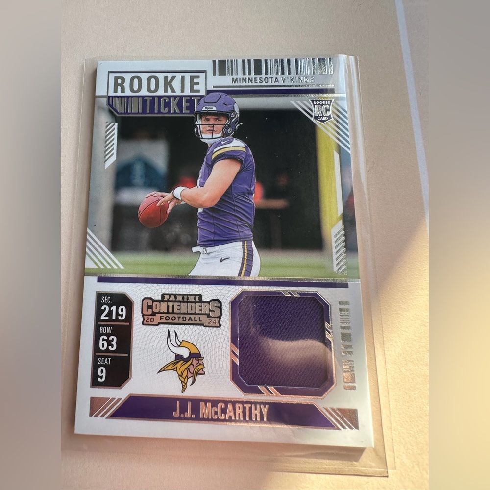 2024 Panini Contenders - Rookie Ticket Swatches JJ McCarthy #RTS-JJM Patch (RC)